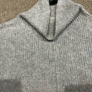 Free Press Light Gray Oversized Turtleneck Sweater